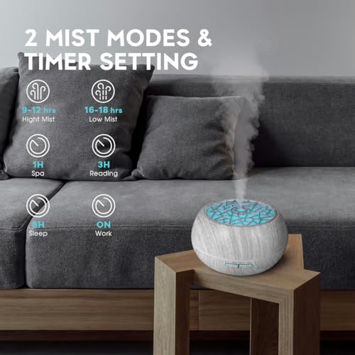 550ml Large Capacity Essential Oil Diffuser 6 Essentil Oil Set Aromatherapy Ultrasonic Air Humidifier with Timer and 7 Col...