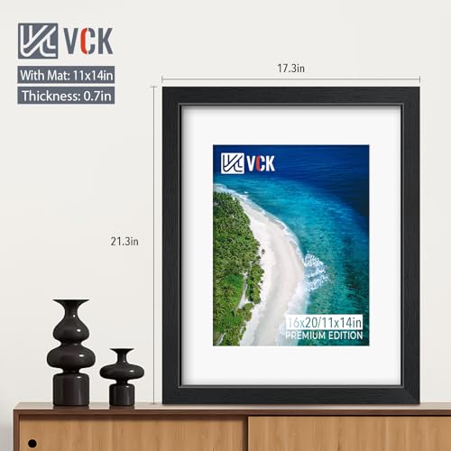 VCK 16x20 Picture Frame Set of 2 Display Pictures 11x14 with Mat or 16x20 Without Mat, Wall Gallery Poster Frames,Horizont...