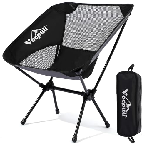 Vocpuli Camping Chair, Lightweight Folding Backpacking Hiking Chair, Compact Portable 330 lbs Capacity，Gifts for Men (Blac...