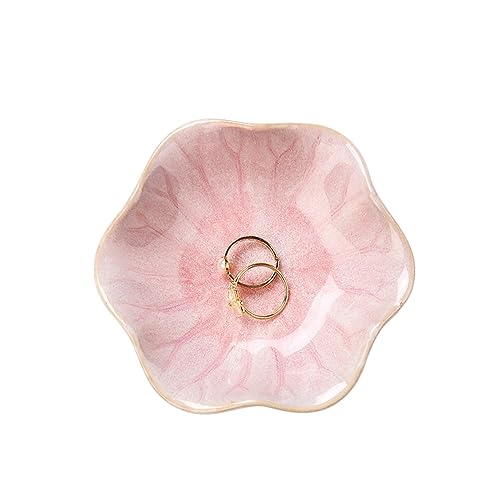 JAMEND CLXP Lotus Leaf Shape Decorative Ring Tray, Small Key Bowl, Ceramic Trinket Tray Jewelry Dish Organizing Necklace E...
