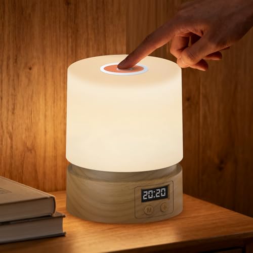 QDPKPI Nursery Night Light with Clock for Kids, Touch Lamp Bedside Desk Lamp, Portable Breastfeeding Night Lamp for Baby, ...