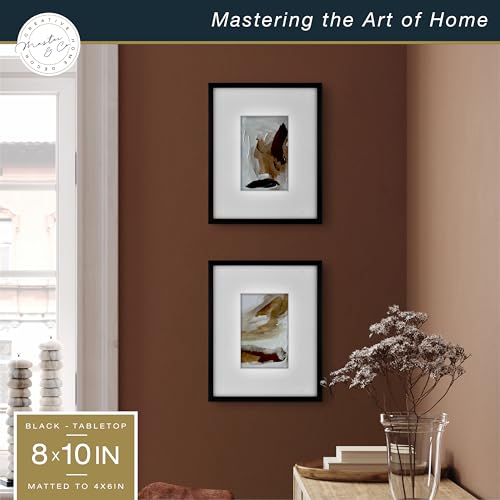 MCS Master & Co. Foundry Metal 8x10 Matted Picture Frame with 4x6 Photo Display, Black Vertical & Horizontal Wall Hanging ...