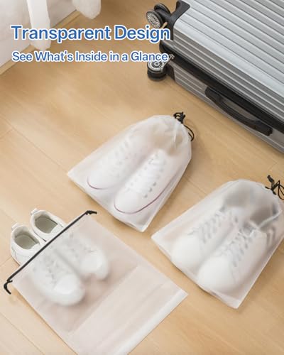 Teskyer 6 Pack Shoe Bags for Travel – Transparent, Waterproof, Portable Shoe Storage for Packing (15.7" x 11.8") – Travel ...
