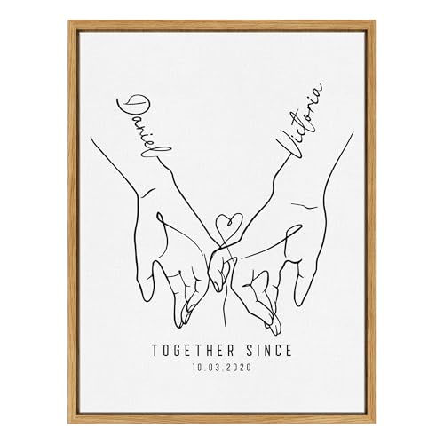 Personalized Valentine's Day Couples Gifts For Him Her Boyfriend Girlfriend Husband Wife, Custom Holding Hand Framed Canva...