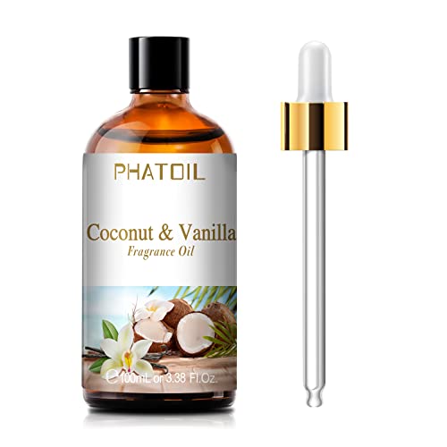 PHATOIL 3.38FL.OZ Coconut & Vanilla Fragrance Oils for Aromatherapy, Essential Oils for Diffusers for Home, Perfect for Di...