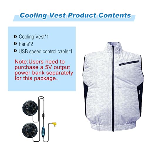 Cooling Vest for Men and Women with Air Conditioning Fans，Water-resistant Surface Lightweight Quick Dry with UV Protection