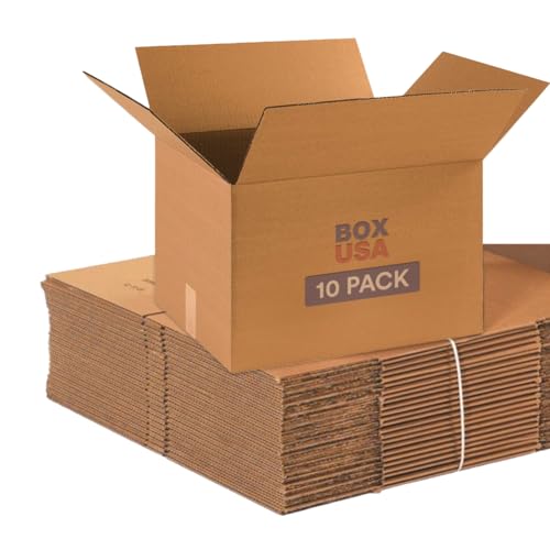BOX USA Moving Boxes Medium 18"L x 14"W x 12"H 10-Pack | Corrugated Cardboard Box for Shipping, Mailing, Packing, Packagin...