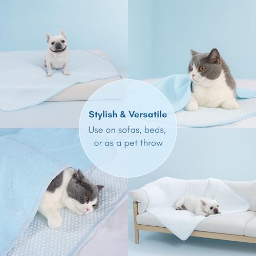 Mewfort Woofry Double-Sided Pet Cooling Blanket, QMAX>0.5 Pet Throw Blanket, Scratch & Chew Resistant Dog Cooling Mat, Lig...