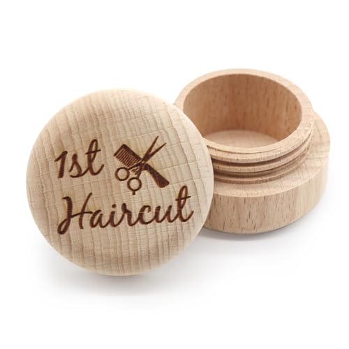 Liannan Custom Wooden First Haircut Curl Keepsake,Baby's First Curl Keepsake Box，My First Haircut Box (style 2)