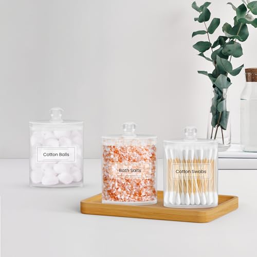 MateeyLife Qtip Holder 6 Pack, Acrylic Q-tip Dispenser for Cotton Pads, Swabs, Balls, Storage Containers for Organizing, C...