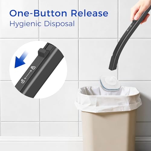 EZKEY Disposable Toilet Brush, 14 Refills Toilet Bowl Cleaner Wand, Toilet Cleaner Brush Toilet Cleaning System Toilet Bru...