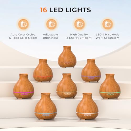BZseed Aromatherapy Essential Oil Diffuser 550ml 12 Hours Wood Grain Aroma Diffuser with Timer Cool Mist Humidifier for La...