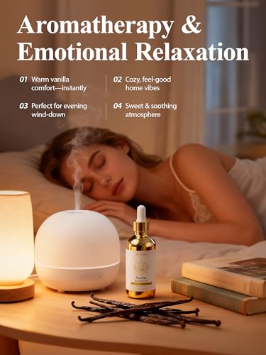 100% Pure Vanilla Essential Oil, 4 Fl Oz, Vanilla Oil for Diffusers, Home Fragrance & Aromatherapy, Essential Oils for Dif...