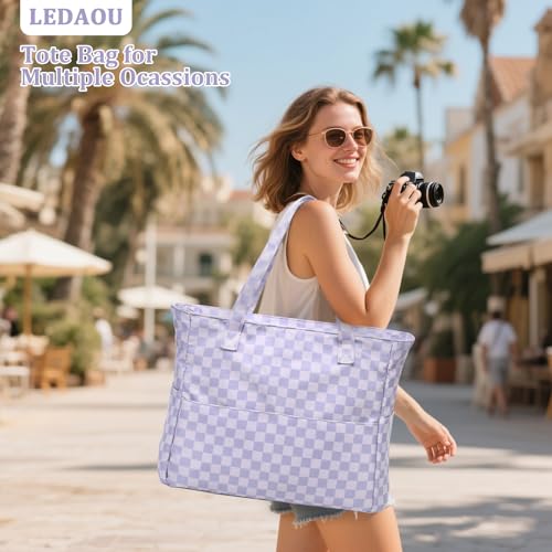 LEDAOU Large Beach Bag Women Waterproof Sandproof Zipper Beach Tote Pool Bag for Swim Gym Grocery Travel with Wet Pocket |...