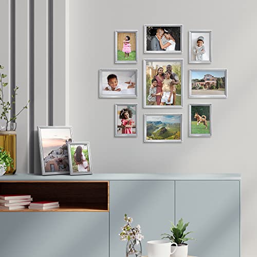 Icona Bay - 8x10 Silver Picture Frame - Beautifully Detailed Molding - Contemporary Picture Frame - Wall Mount or Table To...