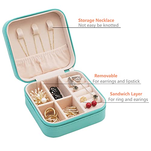 TRODANCE Mini Jewelry Travel Case, Small Portable Jewellry Organizer Box Portable Display Storage Box for Rings Earrings N...