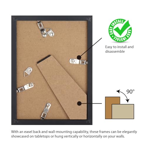 Memory Island 4x6 Photo Frames for Wall and Tabletop Display, 4 by 6 Black Picture Frames with HD Plexiglass, Set of 15