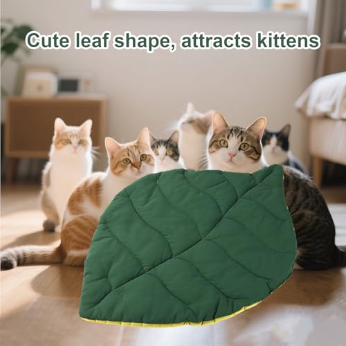 Sinbana Pet Cooling Mat, 23.62x18.11in Leaf Shaped Pads Breathable Cat Calming Pads Easy to Clean Soft Pet Cozy Mat for Ca...