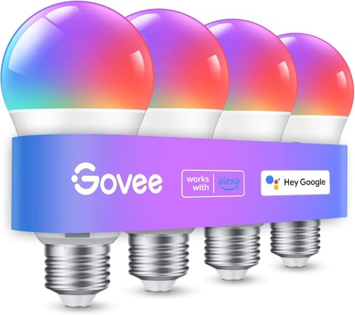 Govee Smart Light Bulbs, Color Changing Light Bulb, Work with Alexa and Google Assistant, 16 Million Colors RGBWW, WiFi & ...