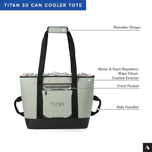 Titan by Arctic Zone Soft Sided Cooler Tote, Insulated Bag with Handle, Shoulder Strap, and Zipper for Lunch, Picnic, and ...