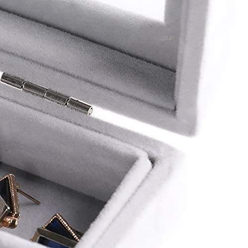 Frebeauty Jewelry Organizer Tray with Clear Lid, 12 Grid Velvet Drawer Insert Storage Box with Transparent Lid Display Cas...