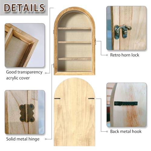 REFGY Arched Shadow Box Frame 16.3"x9.8" for Flowers & Photos - 3.9" Deep Wooden Shadowbox Picture Frame with 4 Removable ...