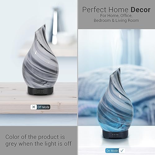 Aromatherapy Essential Oil Diffuser for Home- Art Glass Diffuser for Essential Oils with Waterless Auto Shut-Off 4 Timer 7...