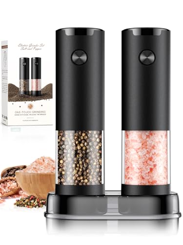 Electric Salt and Pepper Grinder Set Automatic Battery Pepper Mill Shakers Adjustable Coarseness Upgraded Larger Capacity ...
