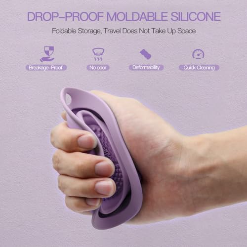 Silicone Foldable Makeup Brush Cleaner, Brush Scrubber Bowl, Portable Washing Tool Cosmetic Brush Cleaner (Cyan)