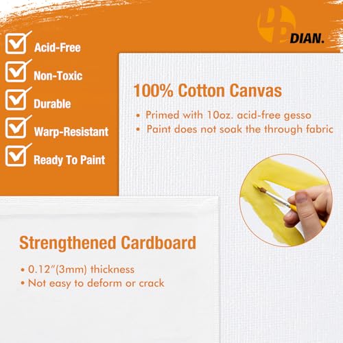 DPDIAN Canvas Boards for Painting 40 Pack, 8 inch x 10 inch Super Value Pack, Artist Canvas Panels for Oil & Acrylic Painting