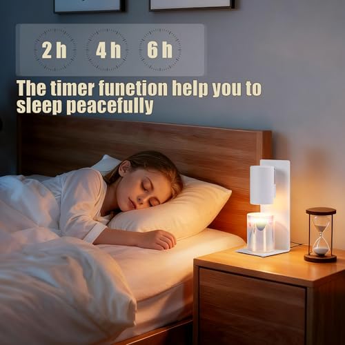 White Candle Warmer Lamp with Timer & Dimmable, Height Adjustable Flameless Candle Warmer for Jar Candles, 2 Bulbs Include...