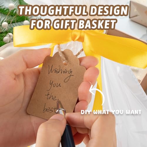 OIAHOMY Small Woven Basket with Gift Bags, Ribbons & DIY Label Card, Baskets for Gifts Empty, Small Rope Basket 12 * 8 * 5...
