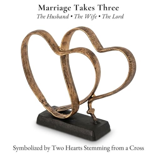 DCAPILLA Wedding Anniversary Couples Gift - Two Hearts and Cross Iron Sculpture, Heart Decoration Gift for Her and Him, 1s...
