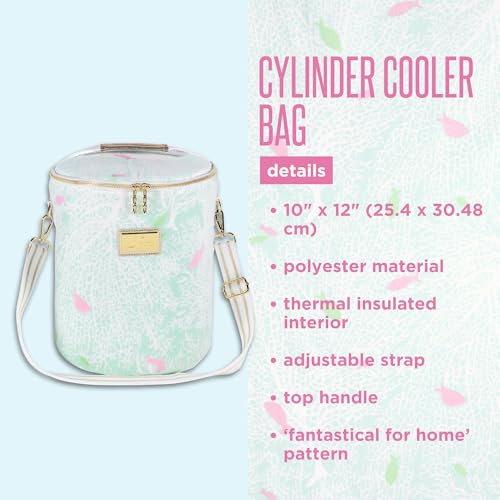 Lilly Pulitzer Insulated Soft Cylinder Beach Cooler with Terry Cloth Fabric, Adjustable/Removable Strap, and Double Zipper...