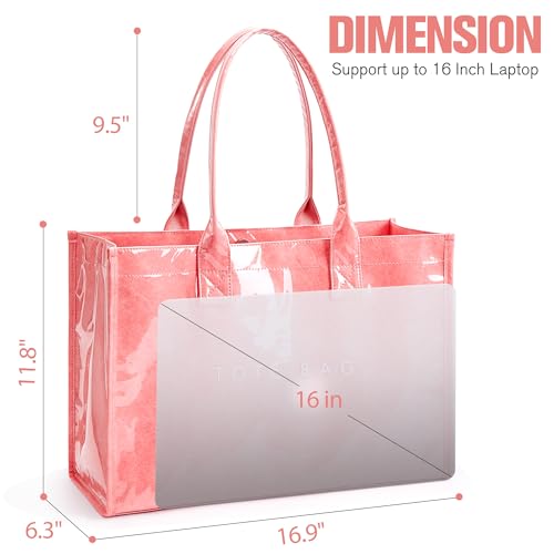 KALIDI PVC Tote Bag Women’s Kraft Paper Work Handbags Purses with Top Handle