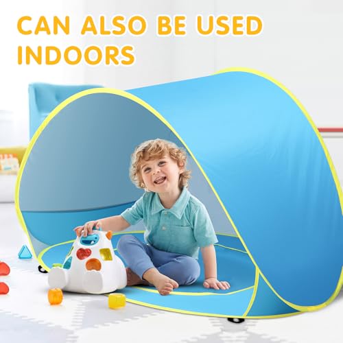 Baby Beach Tent with Pool, Pop Up Sun Shelter UPF 50+ UV Protection for Infant Toddlers, Portable Shade Tent with Carry Ba...