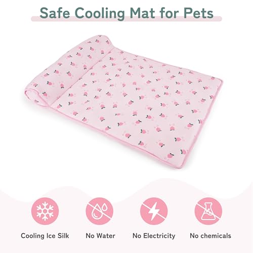 PUMYPOREITY Cooling Dog Bed, Pet Cooling Mat with Pillow, Ice Silk Cooling Dog Blanket, Self Cooling Pad for Cat,Dog, Wash...