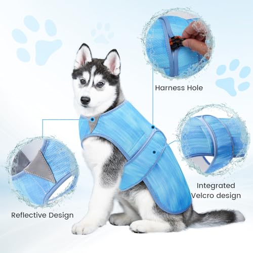 Tikibest Summer Dog Cooling Vest - Lightweight Dog Cooling Jacket, Breathable Shirt for Walking, Outdoor Hunting Training ...