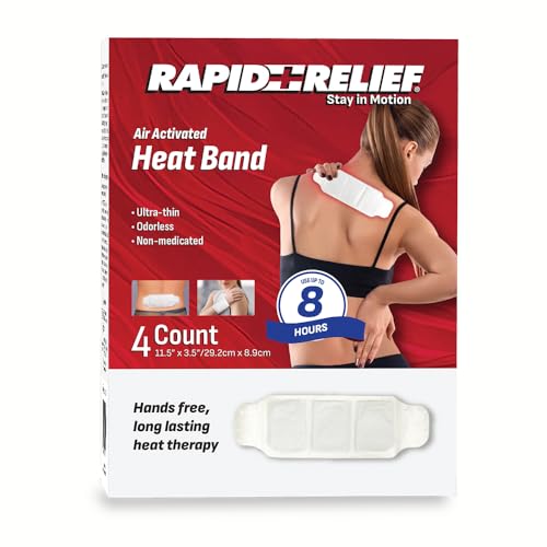 Rapid Relief Air Activated Heat Bands for Neck & Shoulders, 4 Pack – Targeted Heat Relief for Stiff Muscles, Shoulder Tens...