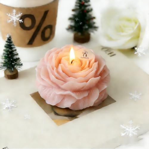 Aromatic Peony-Shaped Candle Ornament for Living Room and Bedroom, Simple Decoration (Bluebell)
