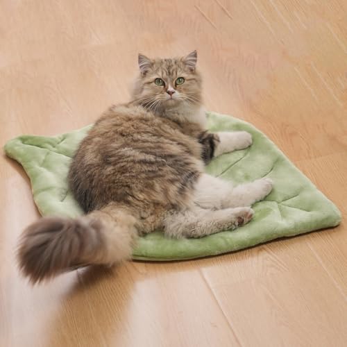 Nimorio Self Warming Cat Leaf Mat,Comfortable Soft Fabric Breathable Cozy Cat Warm Bed Mat with Foil Insulation,Cat Bed Ma...