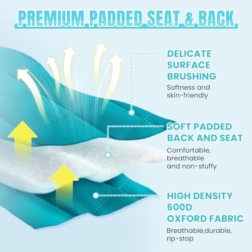 #WEJOY Double Beach Lounge Chair, Collapse Folding Lightweight Mat, Portable Ground Beach Chairs with Padded Seat & Steple...