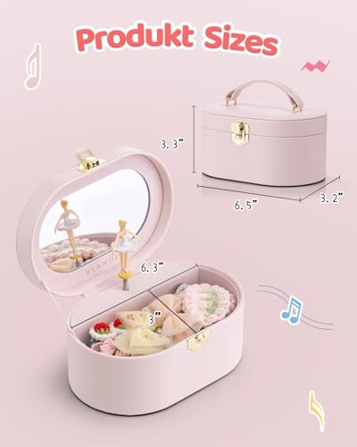 Vlando Musical Jewelry Box for Girls - Kid Music Box with Ballerina for Birthday Bedroom Decor - Valentines Day Birthday G...