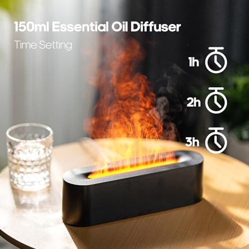 Essential Oil Diffusers,Flame Colorful Water Vapor Fire Fireplace Humidifier for Aromatherapy Aroma Therapy Machine Room B...