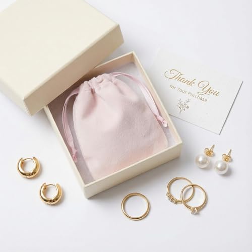 QIANF 12pcs Light Pink Velvet Drawstring Bags 3x4 inches Small Velvet Cloth Gift Bags Jewelry Pouches for Storage Wedding ...