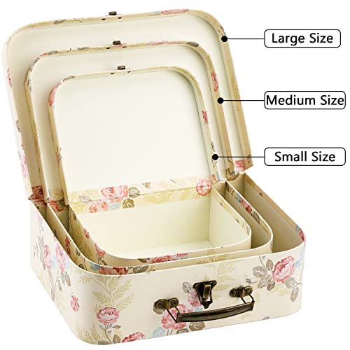 Fasmov 3 Pack Paperboard Suitcases Storage Box Decorative Boxes Storage Gift Boxes With Lids for Photo Storage Home Decora...