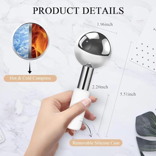Ice Globes Stainless Steel Beauty Facial Massagers for Face & Eyes, Premium Unbreakable Stainless Steel Cryo Sticks for Be...