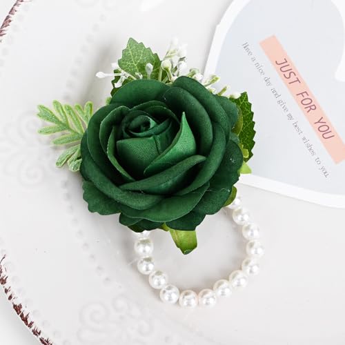 MAFELOE 2 Pieces Corsage Boutonniere Set, Artificial Flower Supplies for Wedding Prom Party Business Celebration Suit Deco...