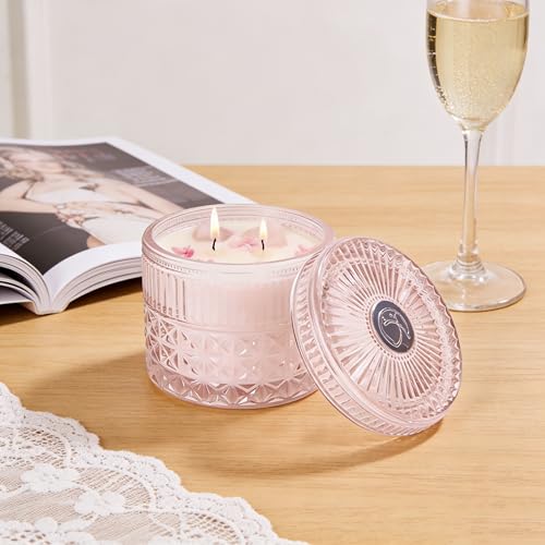 Chloefu LAN Pink Crystal Candles Champagne Bubbles Candle for Home Scented, Non-Toxic, Unique Meditation Spiritual Gifts, ...