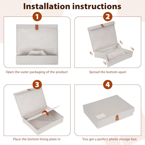 Flenpptly Decorative Photo Storage Box, Photo Boxes Storage with Lids Keepsake Box to Store Pictures, Envelope, Scrapbook ...